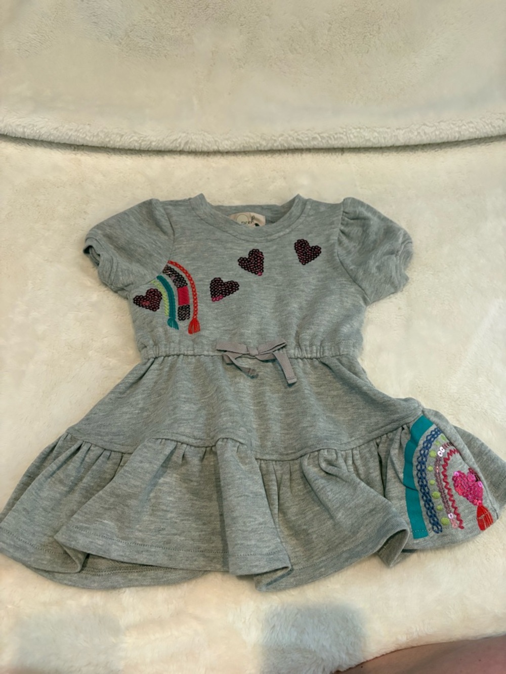 🌸5/$50🌸NWT - Peek Grey Dress with Heart Embroidery and Rainbow Details